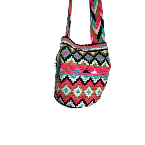 Wayuu Mochila Bag 100% Authentic Handmade Large Size drawstring bucket handbag - Picture 5 of 10